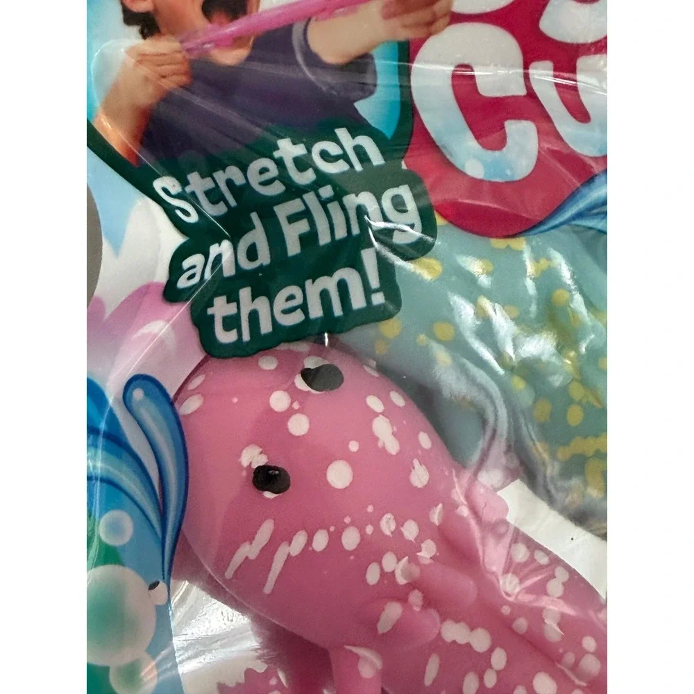 JA-RU Ugly Cute Flyin Axolotls 2 Pack Stretchy Slingshot Fidget Toys Pink Teal